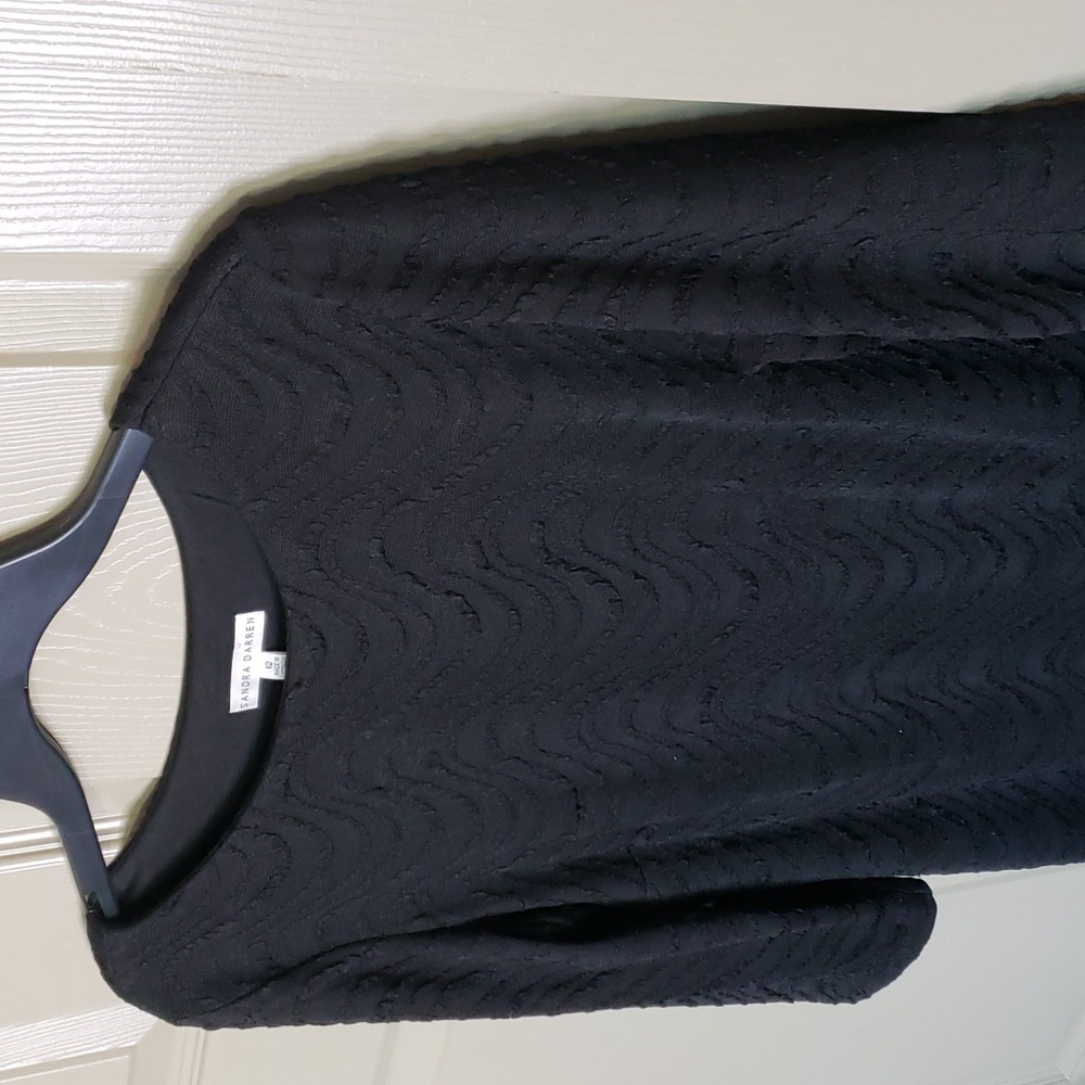 Sandra Darren black textured midi dress size 12